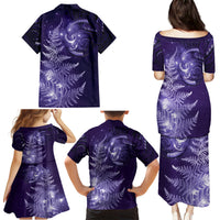 New Zealand Matariki Family Matching Puletasi and Hawaiian Shirt Purple Milky Way Stars Night Sky LT9 - Polynesian Pride