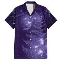 New Zealand Matariki Family Matching Short Sleeve Bodycon Dress and Hawaiian Shirt Purple Milky Way Stars Night Sky LT9 Dad's Shirt - Short Sleeve Purple - Polynesian Pride
