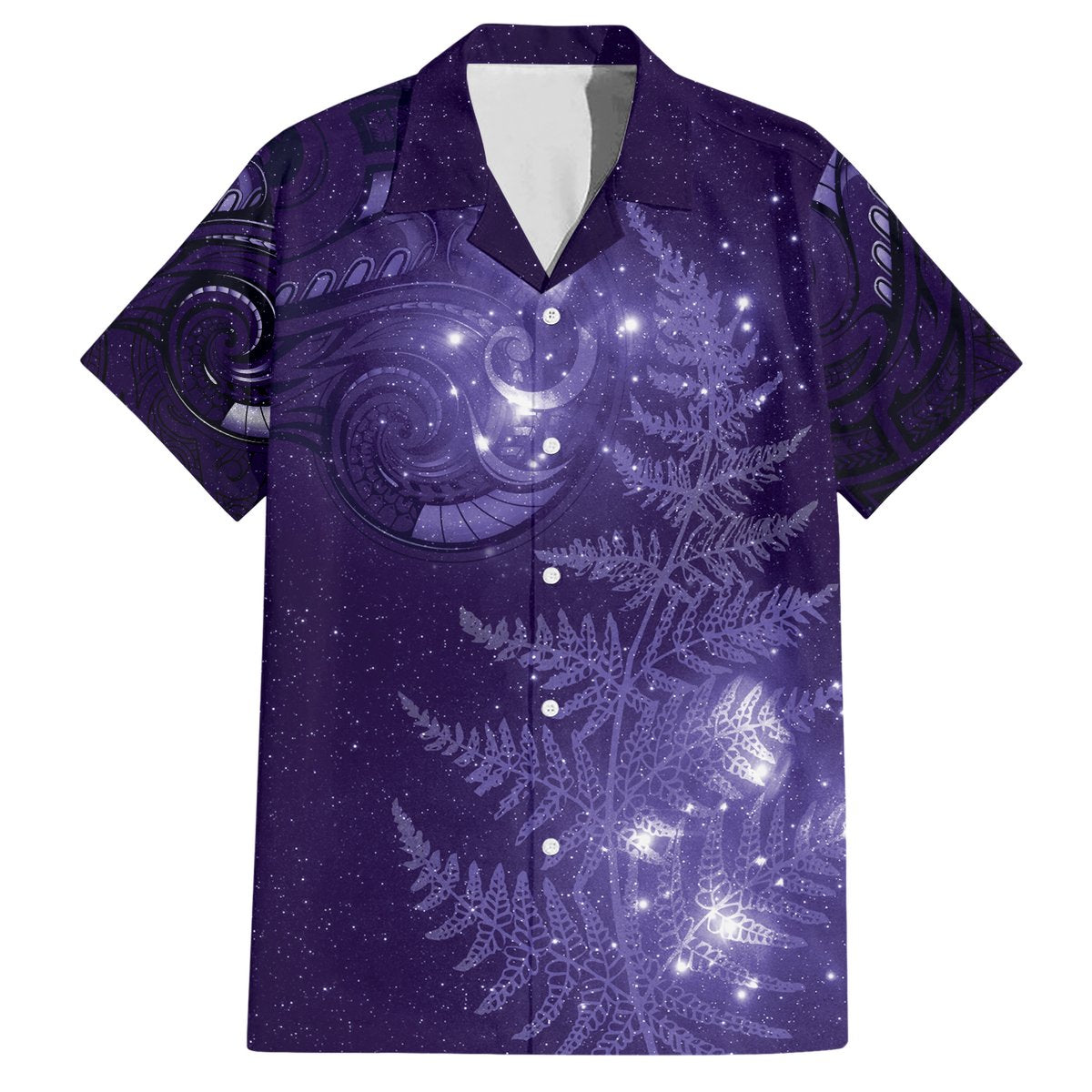 New Zealand Matariki Hawaiian Shirt Purple Milky Way Stars Night Sky LT9 Purple - Polynesian Pride