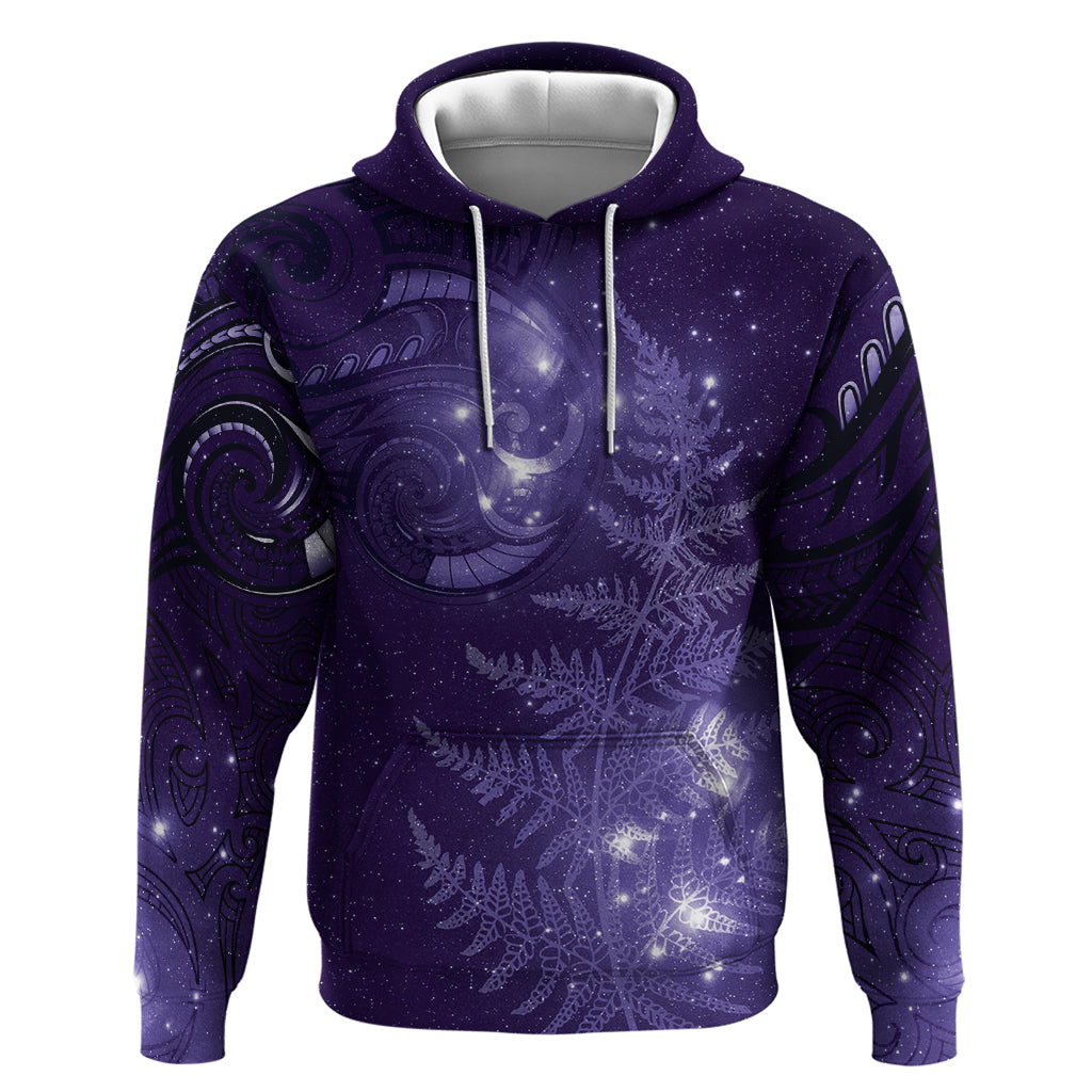 New Zealand Matariki Hoodie Purple Milky Way Stars Night Sky LT9 Pullover Hoodie Purple - Polynesian Pride