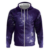 New Zealand Matariki Hoodie Purple Milky Way Stars Night Sky LT9 Zip Hoodie Purple - Polynesian Pride