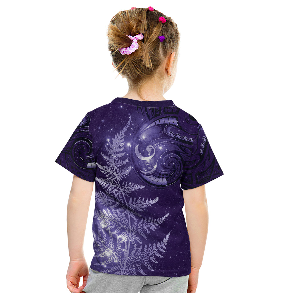 New Zealand Matariki Kid T Shirt Purple Milky Way Stars Night Sky LT9 - Polynesian Pride