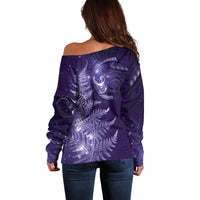 New Zealand Matariki Off Shoulder Sweater Purple Milky Way Stars Night Sky LT9 - Polynesian Pride