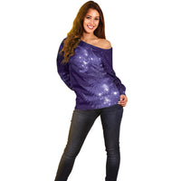 New Zealand Matariki Off Shoulder Sweater Purple Milky Way Stars Night Sky LT9 - Polynesian Pride