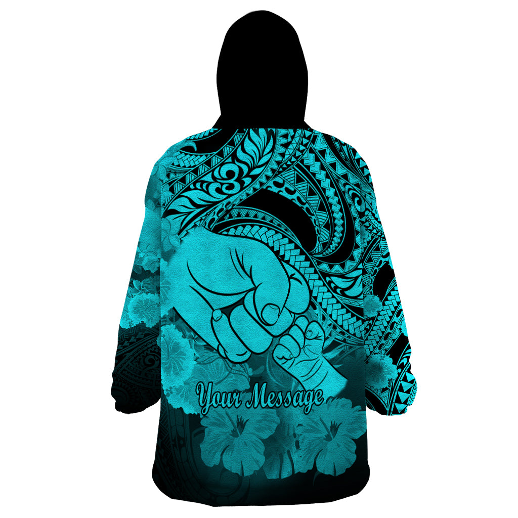 Personalised Polynesian Pride Happy Father Day Wearable Blanket Hoodie I Love You Dad - Polynesian Tribal Aqua LT9 - Polynesian Pride