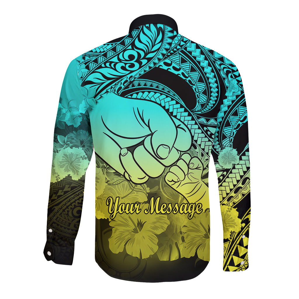 Personalised Polynesian Pride Happy Father Day Long Sleeve Button Shirt I Love You Dad - Polynesian Tribal Gradient 1 LT9 - Polynesian Pride