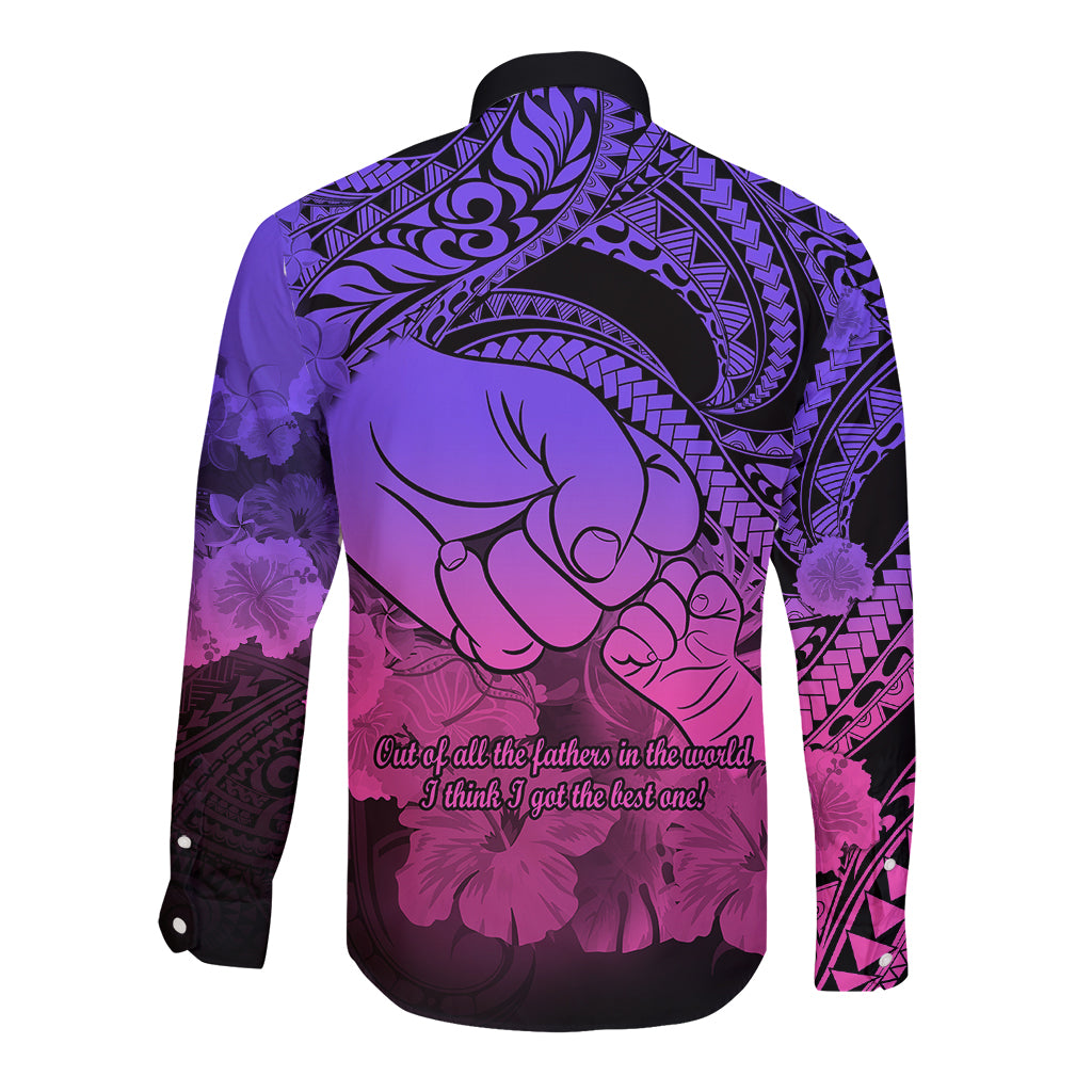 Polynesian Pride Happy Father Day Long Sleeve Button Shirt I Love You Dad - Polynesian Tribal Gradient 2 LT9 - Polynesian Pride