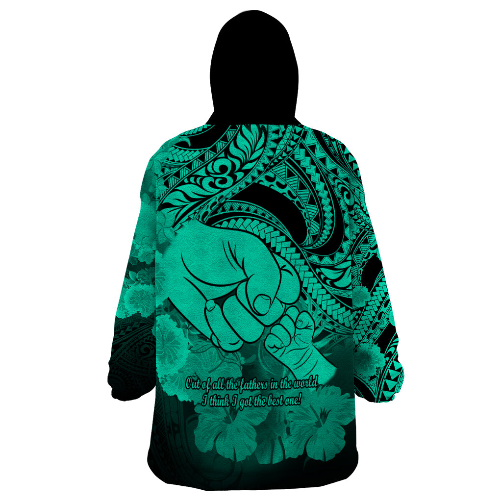 Polynesian Pride Happy Father Day Wearable Blanket Hoodie I Love You Dad - Polynesian Tribal Green LT9 - Polynesian Pride
