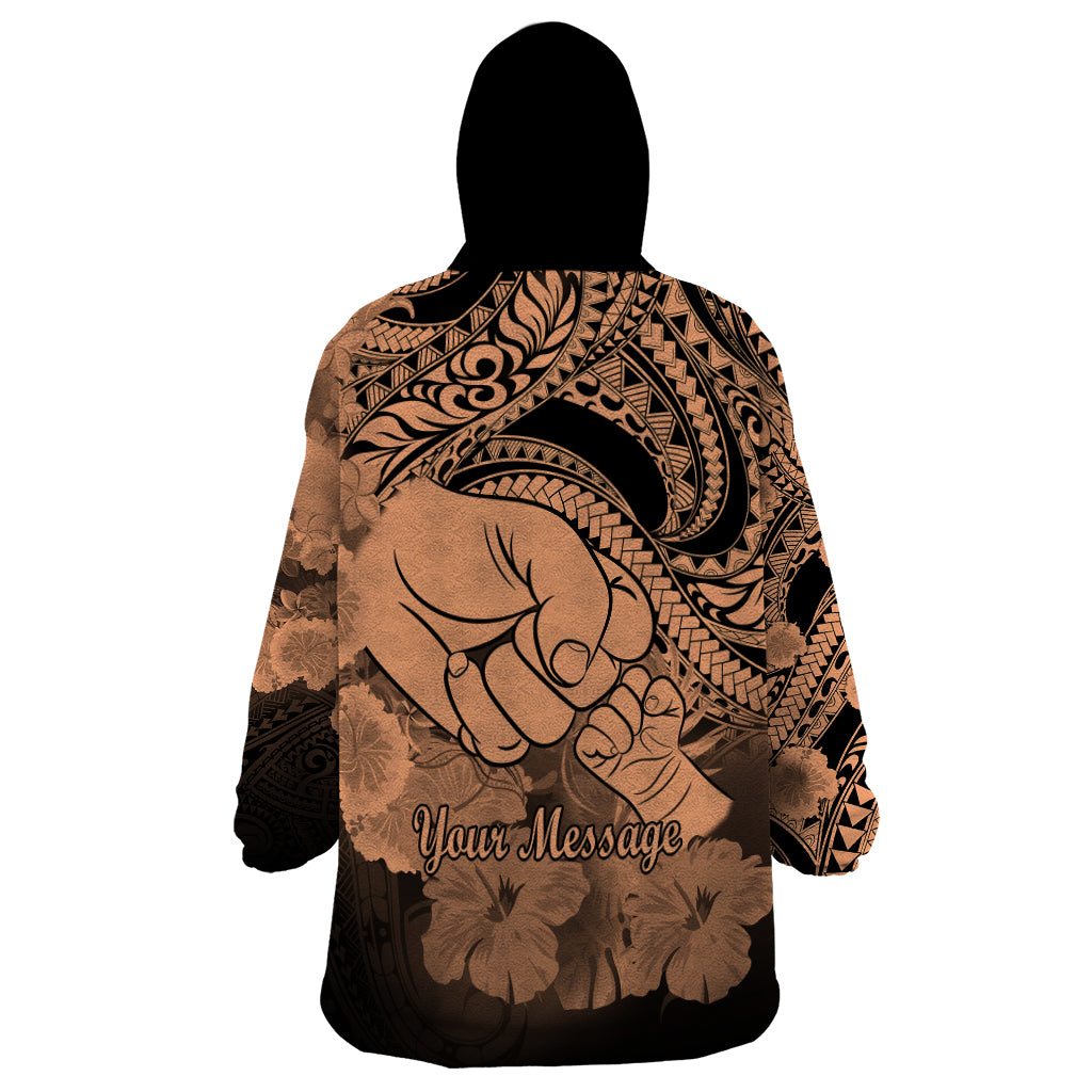 Personalised Polynesian Pride Happy Father Day Wearable Blanket Hoodie I Love You Dad - Polynesian Tribal Nude LT9 - Polynesian Pride