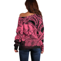 Personalised Polynesian Pride Happy Father Day Off Shoulder Sweater I Love You Dad - Polynesian Tribal Pink LT9 - Polynesian Pride