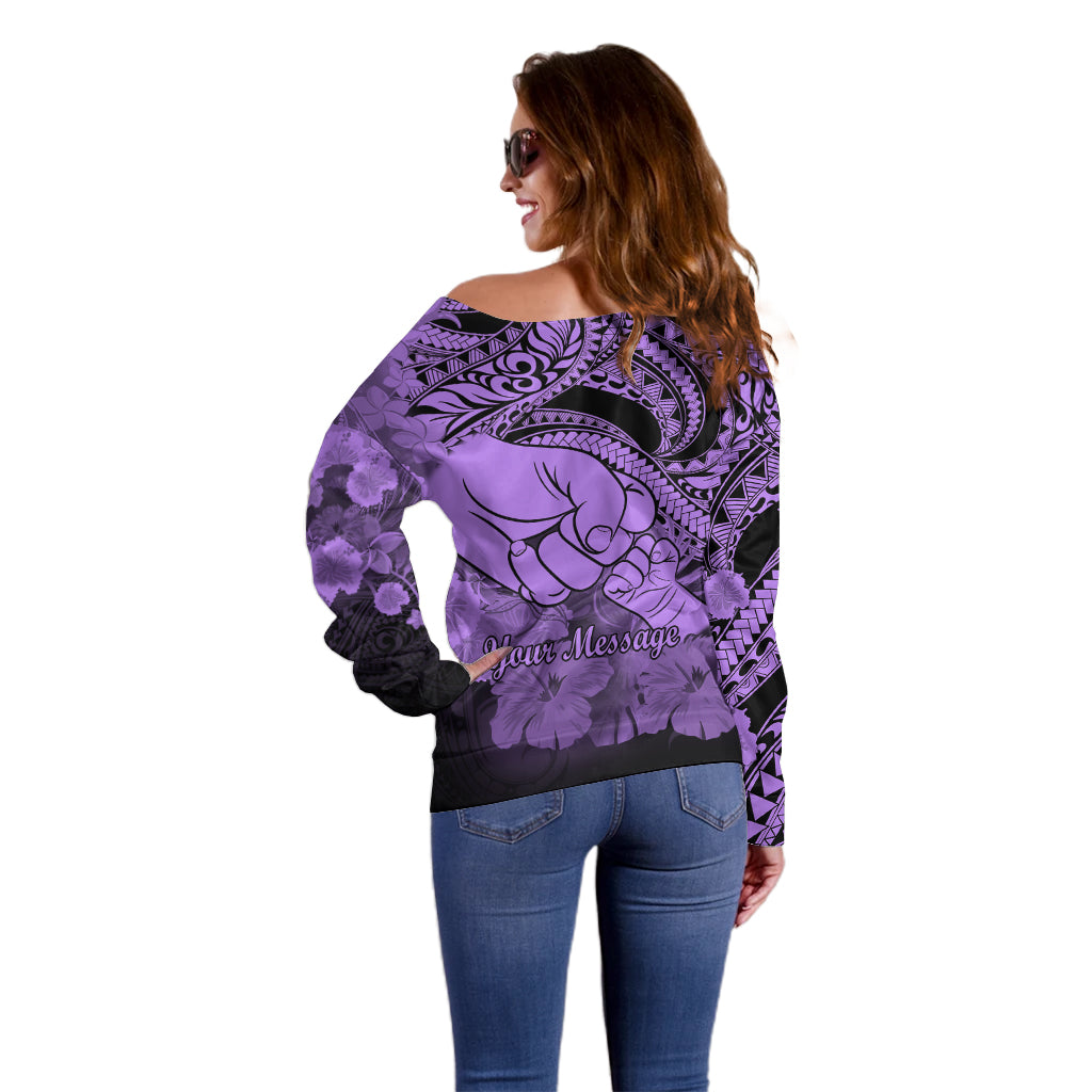 Personalised Polynesian Pride Happy Father Day Off Shoulder Sweater I Love You Dad - Polynesian Tribal Purple LT9 - Polynesian Pride