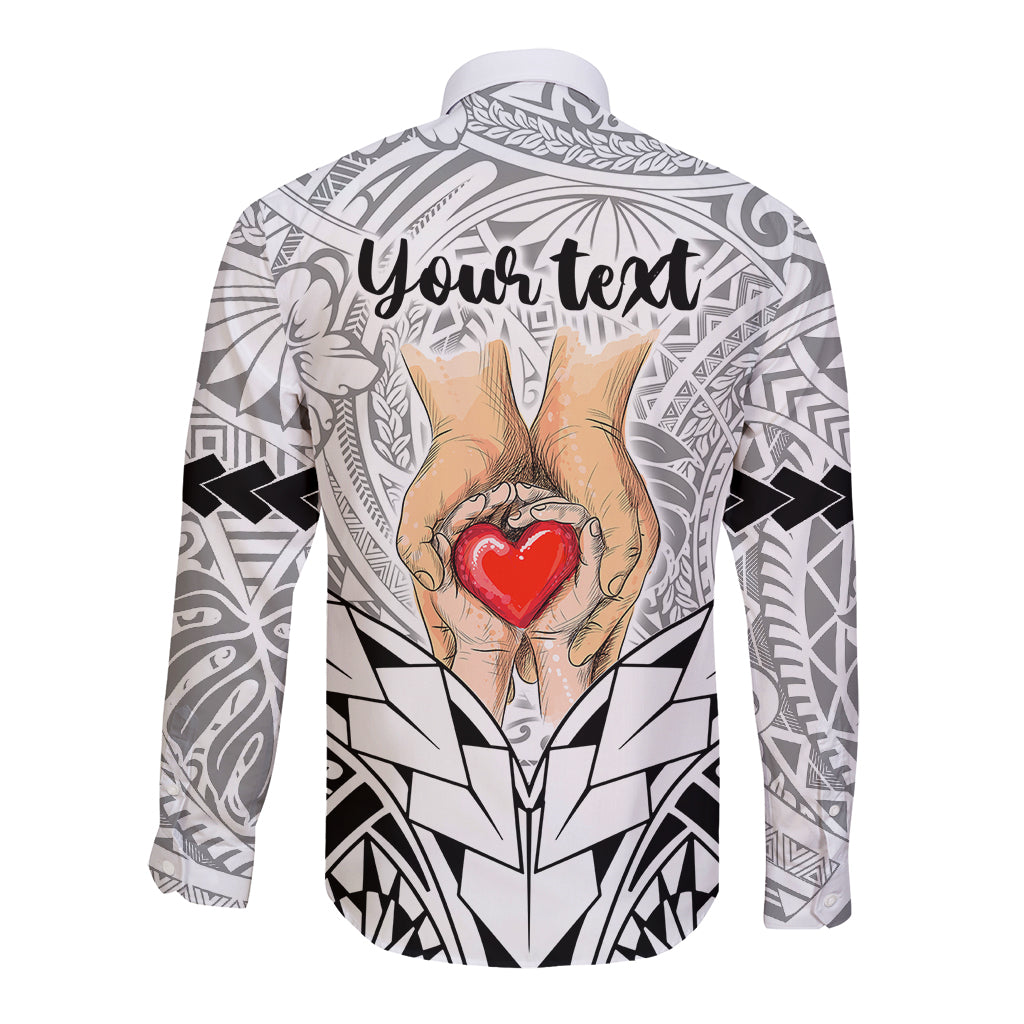 Personalised Polynesian Father's Day Gift For Dad Long Sleeve Button Shirt Super Father In The World - Black Polynesian Pattern LT9 - Polynesian Pride