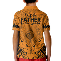 Polynesian Father's Day Gift For Dad Kid Polo Shirt Super Father In The World - Gold Polynesian Pattern LT9 - Polynesian Pride