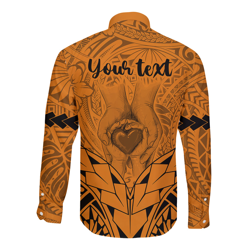 Personalised Polynesian Father's Day Gift For Dad Long Sleeve Button Shirt Super Father In The World - Gold Polynesian Pattern LT9 - Polynesian Pride