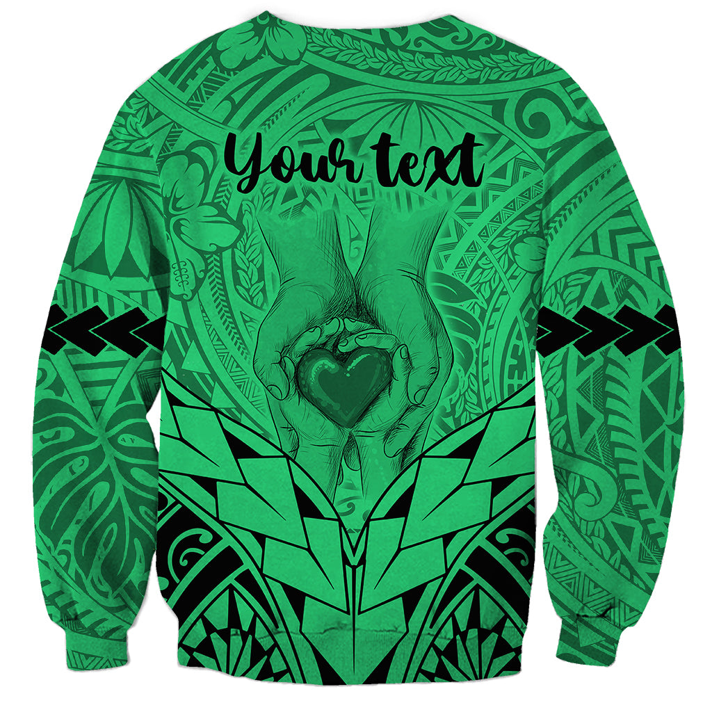 Personalised Polynesian Father's Day Gift For Dad Sweatshirt Super Father In The World - Green Polynesian Pattern LT9 - Polynesian Pride