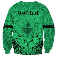 Personalised Polynesian Father's Day Gift For Dad Sweatshirt Super Father In The World - Green Polynesian Pattern LT9 - Polynesian Pride