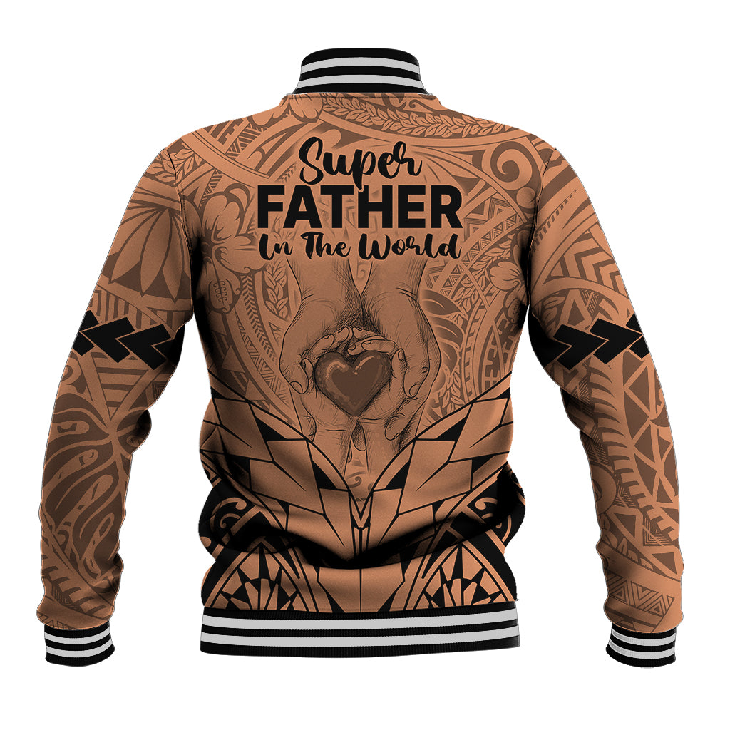 Polynesian Father's Day Gift For Dad Baseball Jacket Super Father In The World - Nude Polynesian Pattern LT9 - Polynesian Pride