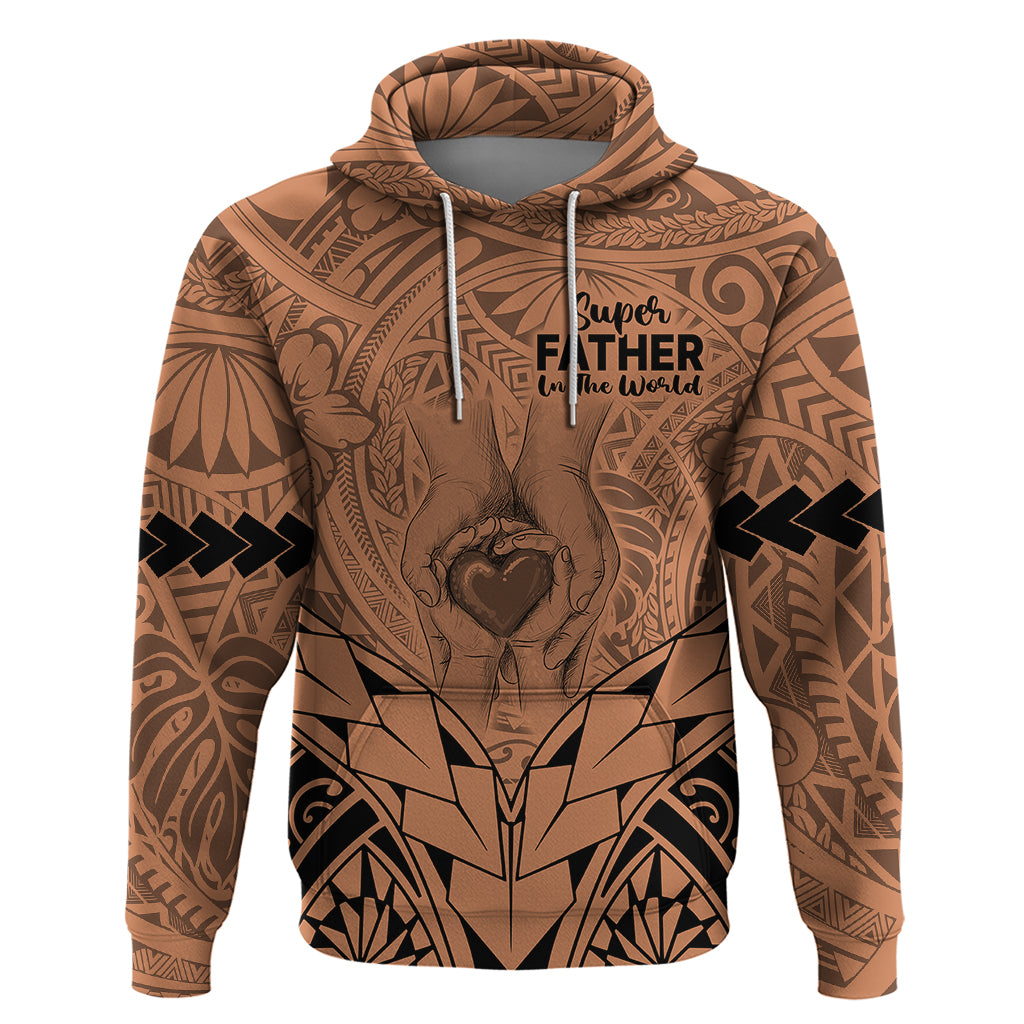 Custom Polynesian Fathers Day Gift For Dad Hoodie Super Father In The World Nude Polynesian Pattern LT9 Pullover Hoodie Nude - Polynesian Pride