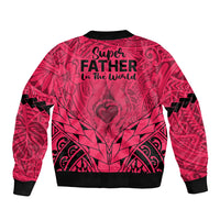 Polynesian Father's Day Gift For Dad Bomber Jacket Super Father In The World - Pink Polynesian Pattern LT9 - Polynesian Pride