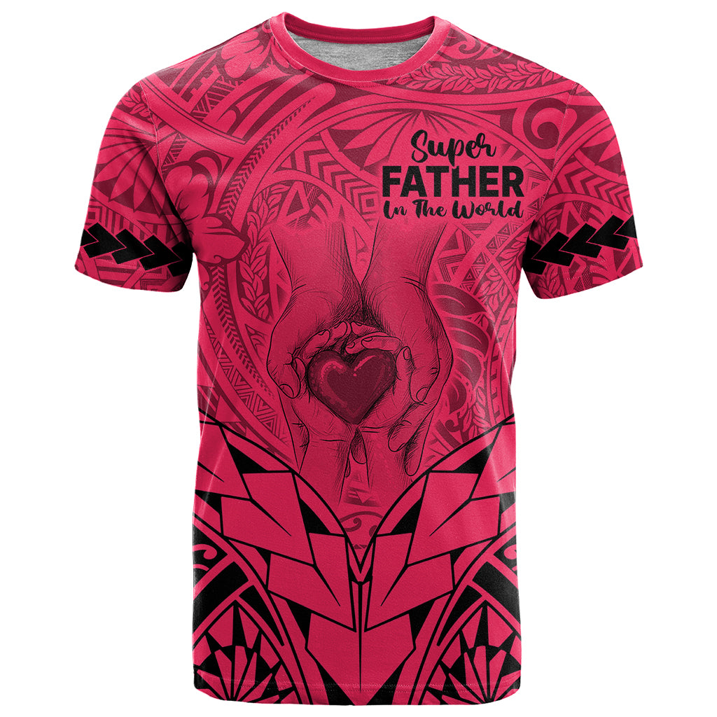 Custom Polynesian Fathers Day Gift For Dad T Shirt Super Father In The World Pink Polynesian Pattern LT9 Pink - Polynesian Pride
