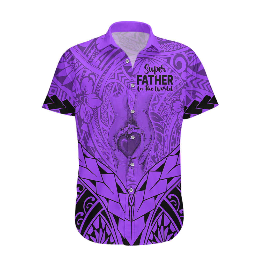 Polynesian Father's Day Gift For Dad Hawaiian Shirt Super Father In The World - Purple Polynesian Pattern LT9 Purple - Polynesian Pride
