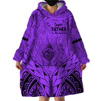 Polynesian Father's Day Gift For Dad Wearable Blanket Hoodie Super Father In The World - Purple Polynesian Pattern LT9 - Polynesian Pride