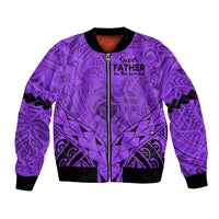 Personalised Polynesian Father's Day Gift For Dad Bomber Jacket Super Father In The World - Purple Polynesian Pattern LT9 Unisex Purple - Polynesian Pride