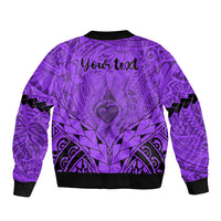 Personalised Polynesian Father's Day Gift For Dad Sleeve Zip Bomber Jacket Super Father In The World - Purple Polynesian Pattern LT9 - Polynesian Pride