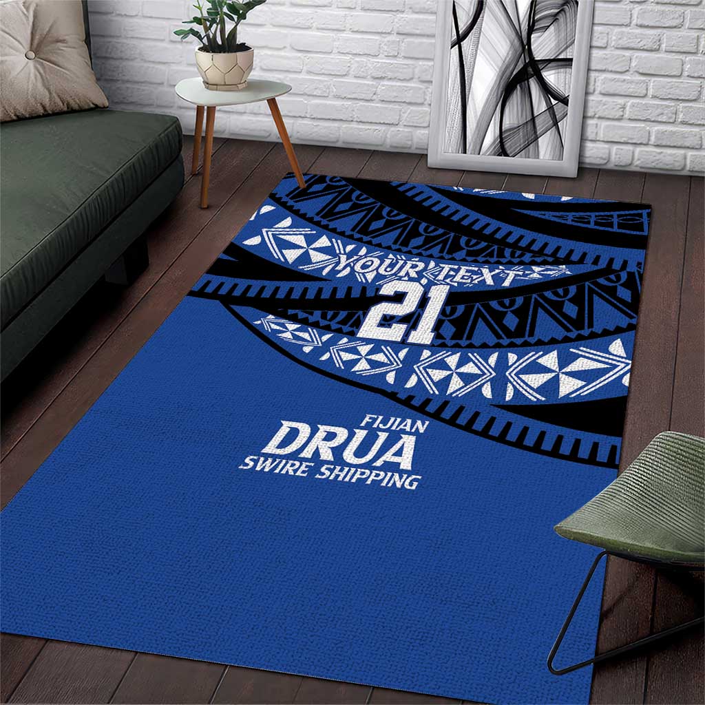 Fiji Rugby Pacific Custom Area Rug Pasifika Tapa Pattern LT9 Blue - Polynesian Pride