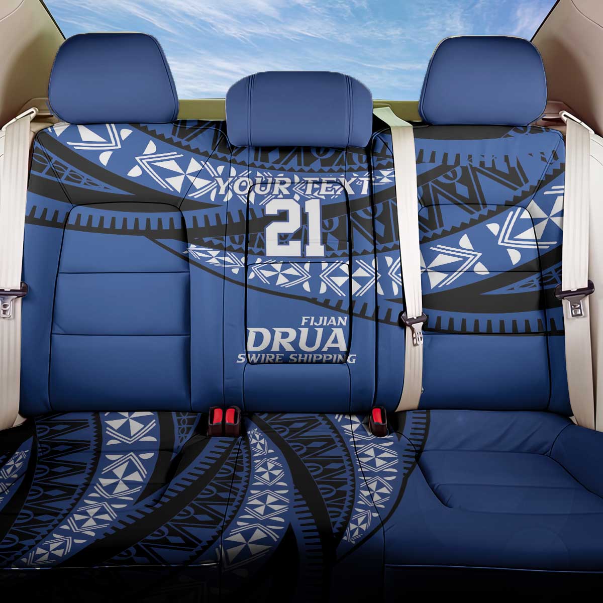 Fiji Rugby Pacific Custom Back Car Seat Cover Pasifika Tapa Pattern LT9 One Size Blue - Polynesian Pride