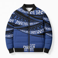 Fiji Rugby Pacific Custom Bomber Puffer Jacket Pasifika Tapa Pattern - Polynesian Pride
