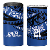 Fiji Rugby Pacific Custom 4 in 1 Can Cooler Tumbler Pasifika Tapa Pattern LT9 One Size: 16 oz Blue - Polynesian Pride