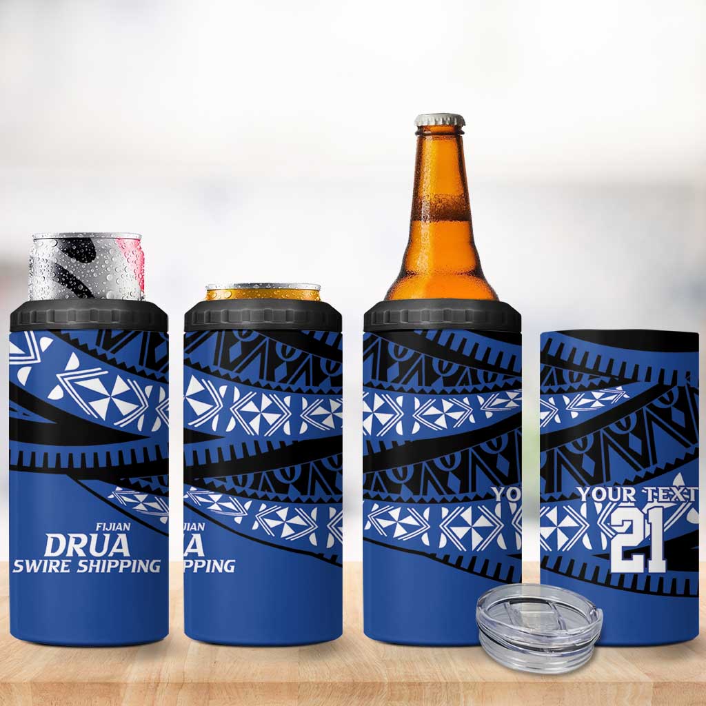 Fiji Rugby Pacific Custom 4 in 1 Can Cooler Tumbler Pasifika Tapa Pattern LT9 - Polynesian Pride