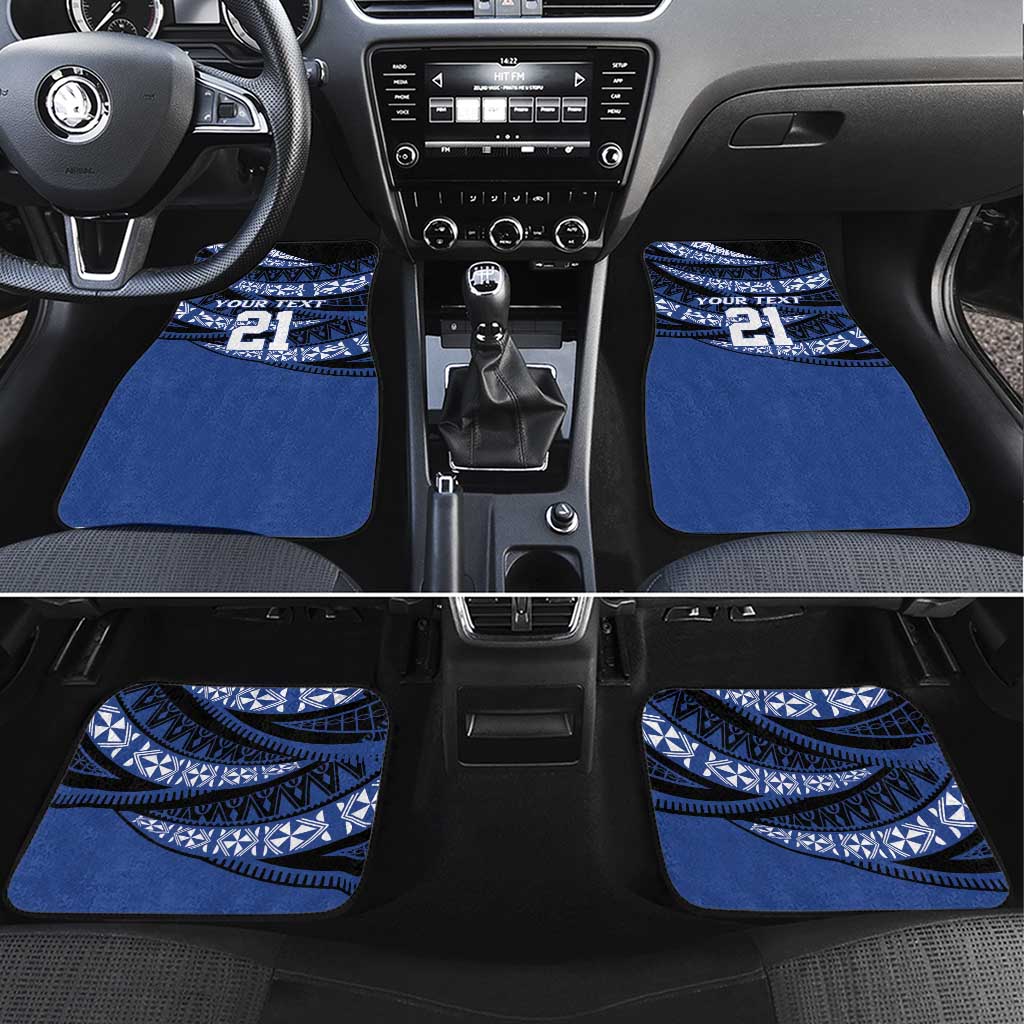 Fiji Rugby Pacific Custom Car Mats Pasifika Tapa Pattern LT9 Set 4pcs Blue - Polynesian Pride