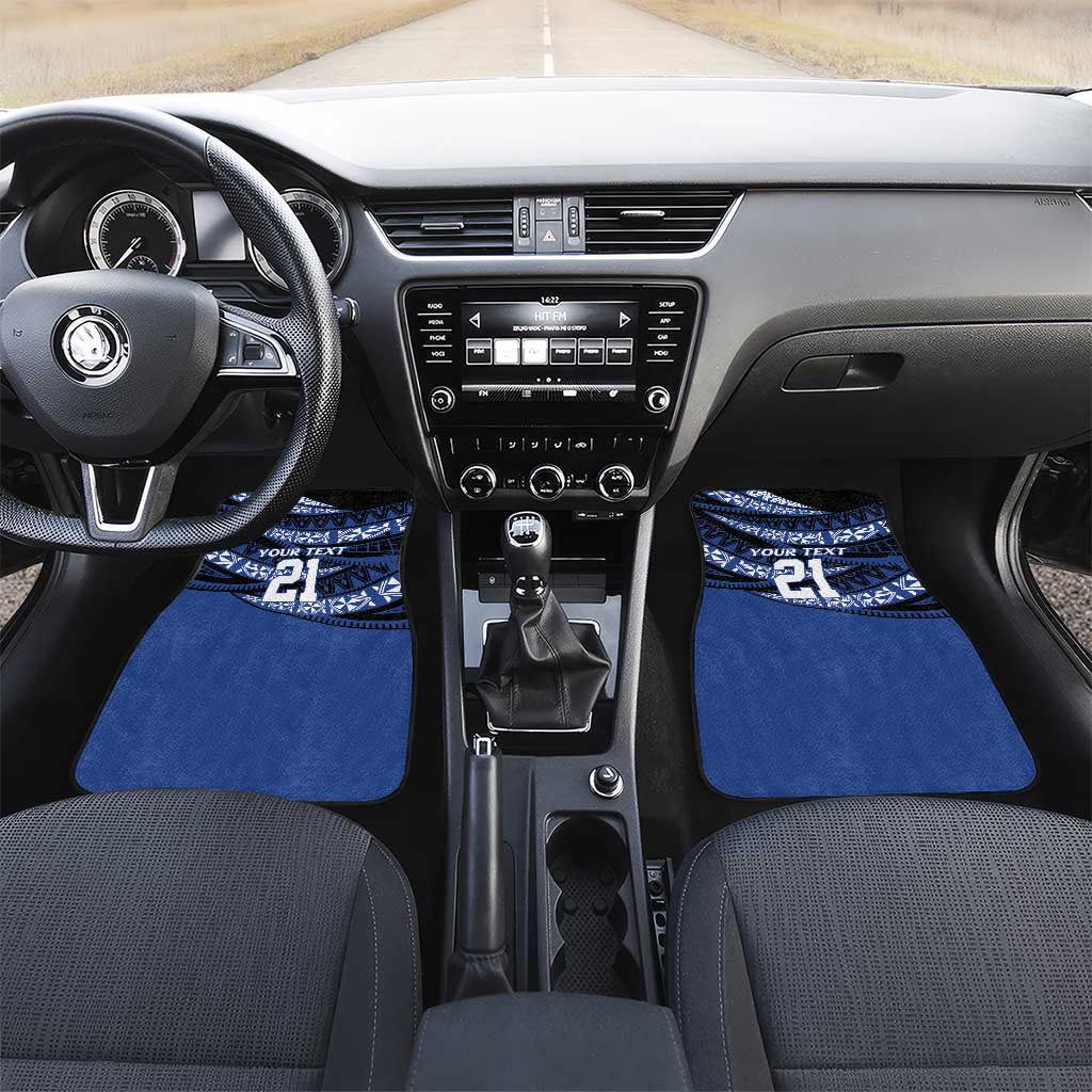 Fiji Rugby Pacific Custom Car Mats Pasifika Tapa Pattern LT9 Set 2pcs - Front Blue - Polynesian Pride