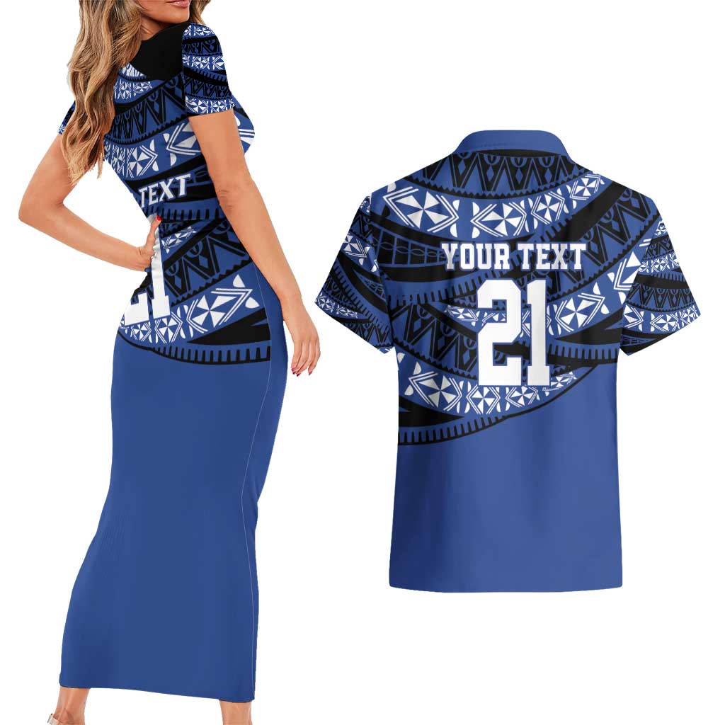 Fiji Rugby Pacific Custom Couples Matching Short Sleeve Bodycon Dress and Hawaiian Shirt Pasifika Tapa Pattern