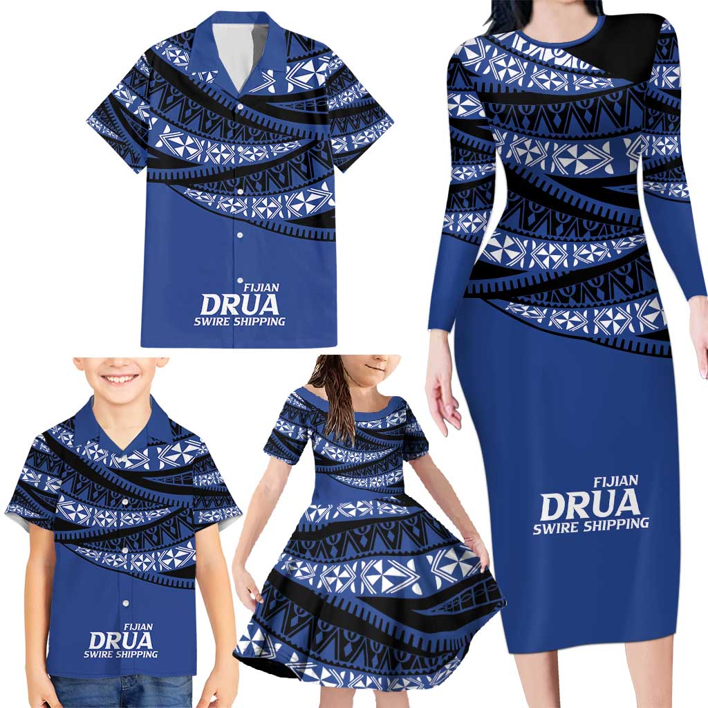 Fiji Rugby Pacific Custom Family Matching Long Sleeve Bodycon Dress and Hawaiian Shirt Pasifika Tapa Pattern LT9 - Polynesian Pride