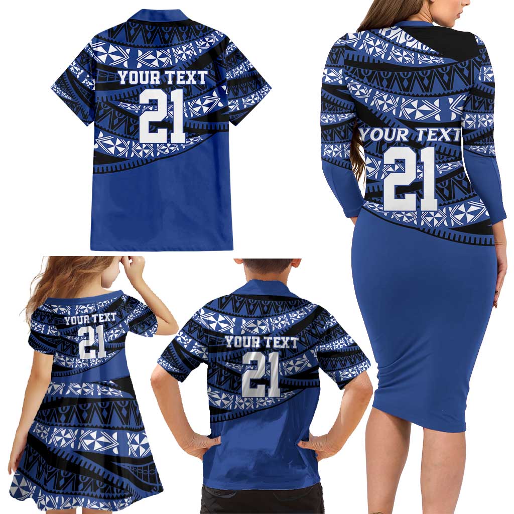 Fiji Rugby Pacific Custom Family Matching Long Sleeve Bodycon Dress and Hawaiian Shirt Pasifika Tapa Pattern LT9 - Polynesian Pride