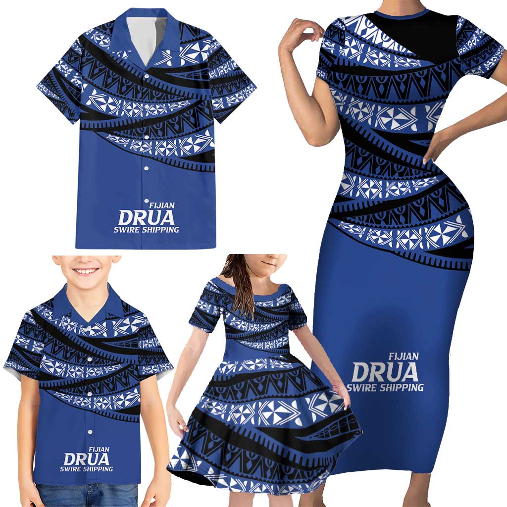 Fiji Rugby Pacific Custom Family Matching Short Sleeve Bodycon Dress and Hawaiian Shirt Pasifika Tapa Pattern LT9 - Polynesian Pride