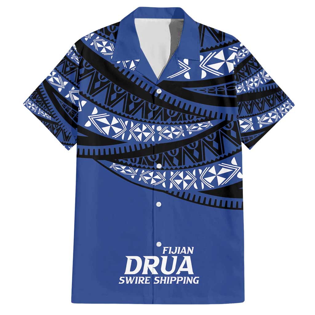 Fiji Rugby Pacific Custom Family Matching Short Sleeve Bodycon Dress and Hawaiian Shirt Pasifika Tapa Pattern LT9 Dad's Shirt - Short Sleeve Blue - Polynesian Pride