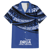 Fiji Rugby Pacific Custom Family Matching Short Sleeve Bodycon Dress and Hawaiian Shirt Pasifika Tapa Pattern LT9 Dad's Shirt - Short Sleeve Blue - Polynesian Pride