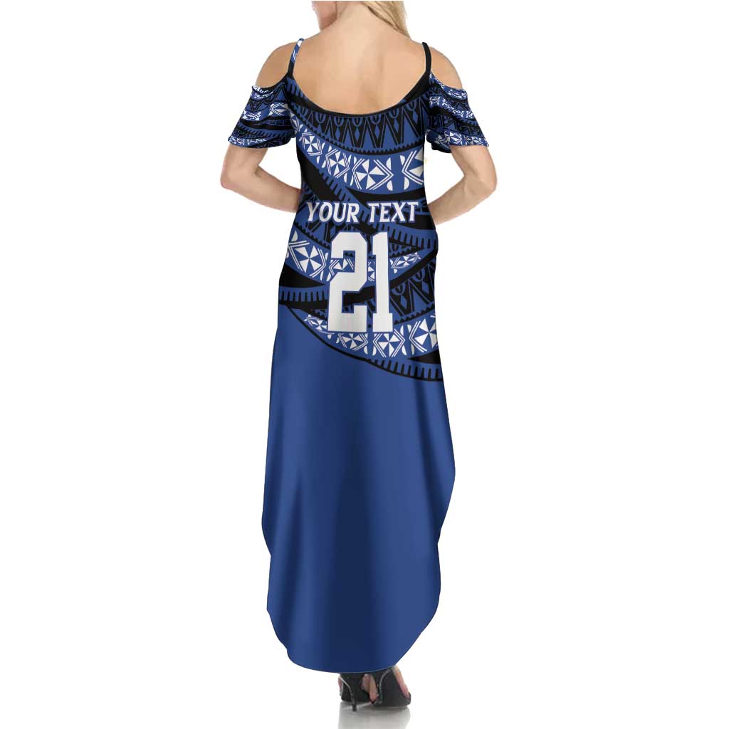 Fiji Rugby Pacific Custom Family Matching Summer Maxi Dress and Hawaiian Shirt Pasifika Tapa Pattern