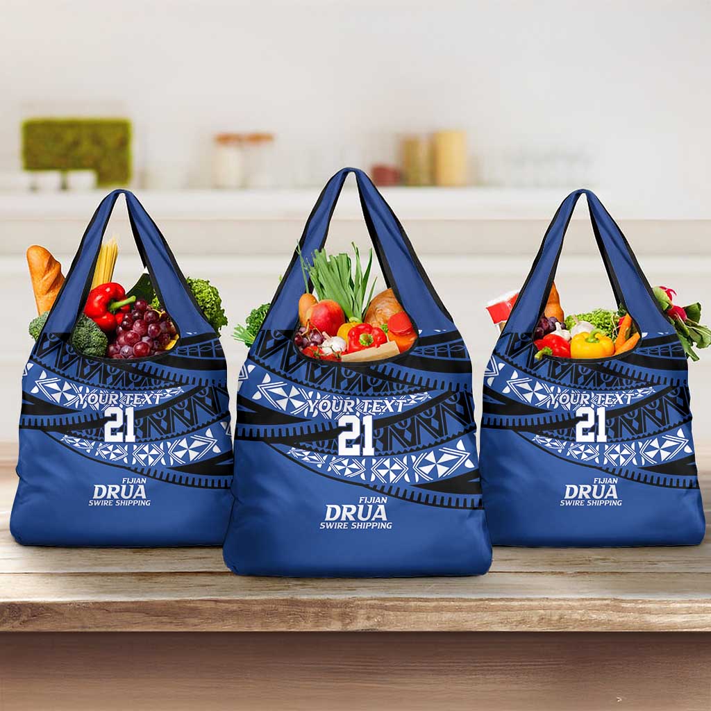 Fiji Rugby Pacific Custom Grocery Bag Pasifika Tapa Pattern