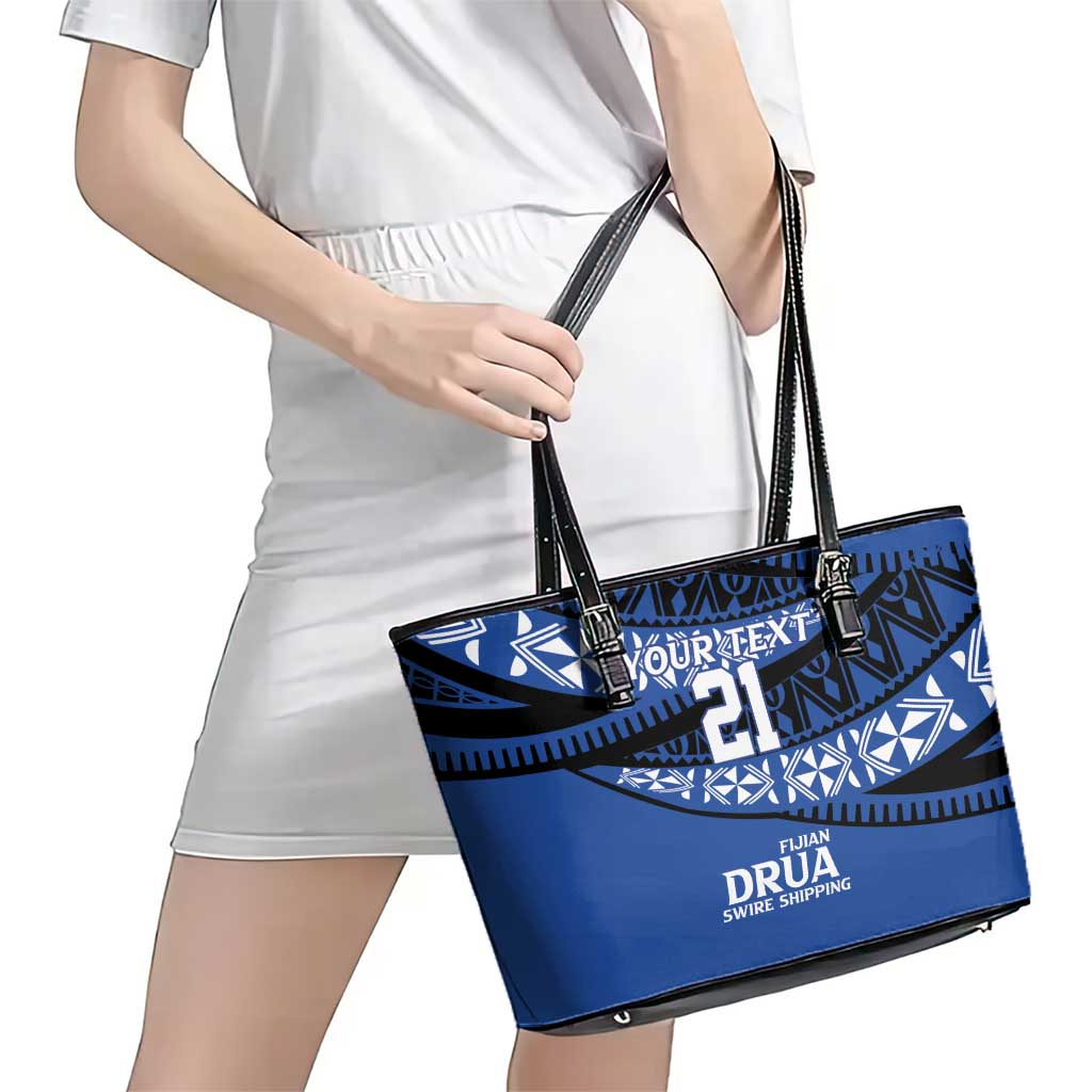 Fiji Rugby Pacific Custom Leather Tote Bag Pasifika Tapa Pattern