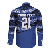 Fiji Rugby Pacific Custom Long Sleeve Button Shirt Pasifika Tapa Pattern