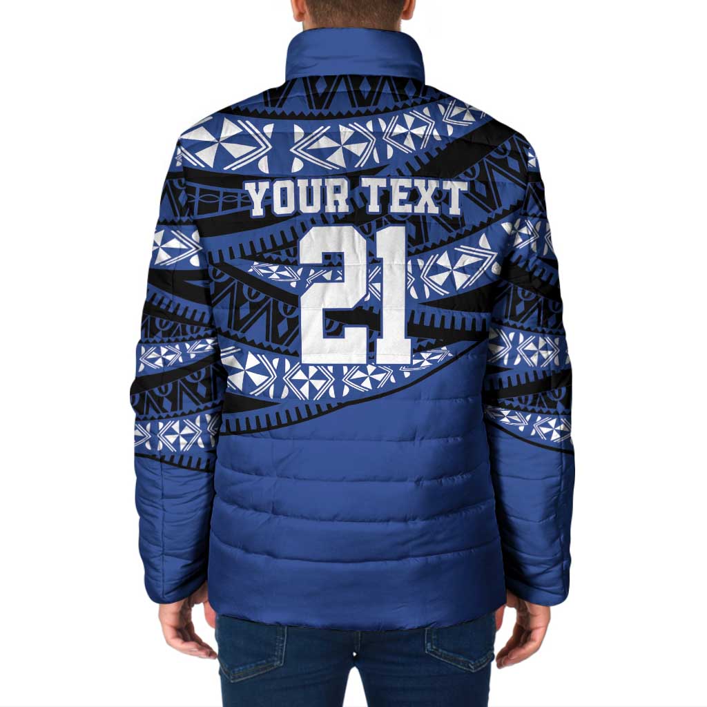 Fiji Rugby Pacific Custom Padded Jacket Pasifika Tapa Pattern - Polynesian Pride