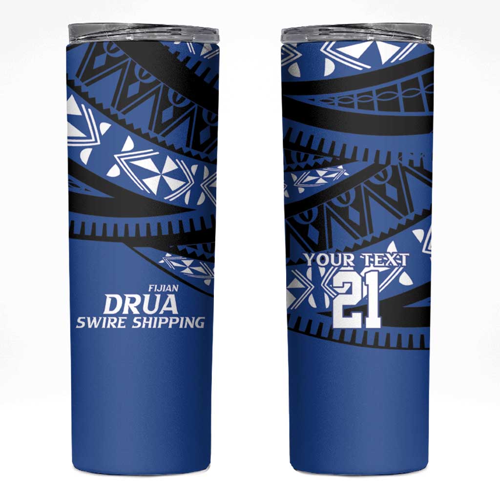 Fiji Rugby Pacific Custom Skinny Tumbler Pasifika Tapa Pattern LT9 Blue - Polynesian Pride