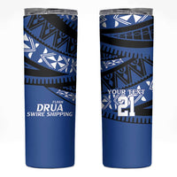 Fiji Rugby Pacific Custom Skinny Tumbler Pasifika Tapa Pattern LT9 Blue - Polynesian Pride