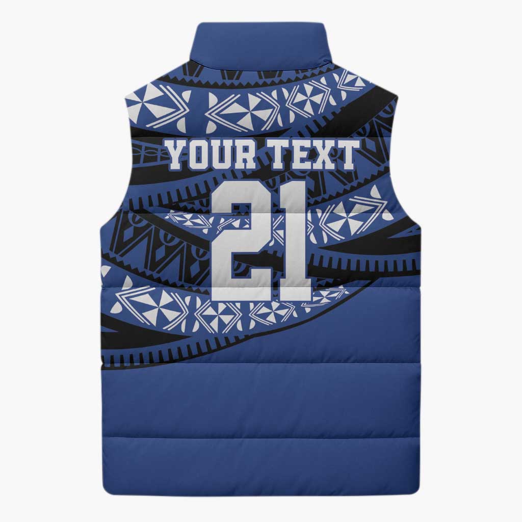 Fiji Rugby Pacific Custom Sleeveless Puffer Jacket Pasifika Tapa Pattern - Polynesian Pride