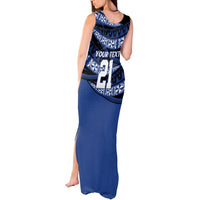 Fiji Rugby Pacific Custom Tank Maxi Dress Pasifika Tapa Pattern